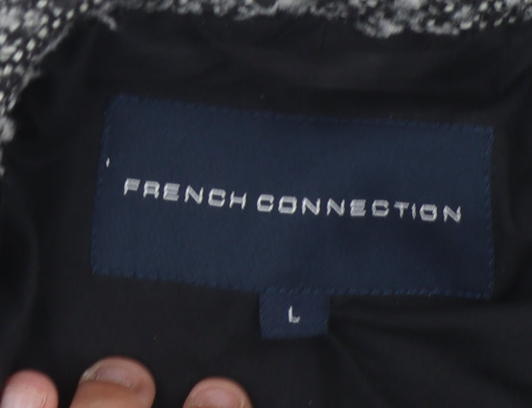 French Connection Women's Grey Tweed Long Overcoat, L