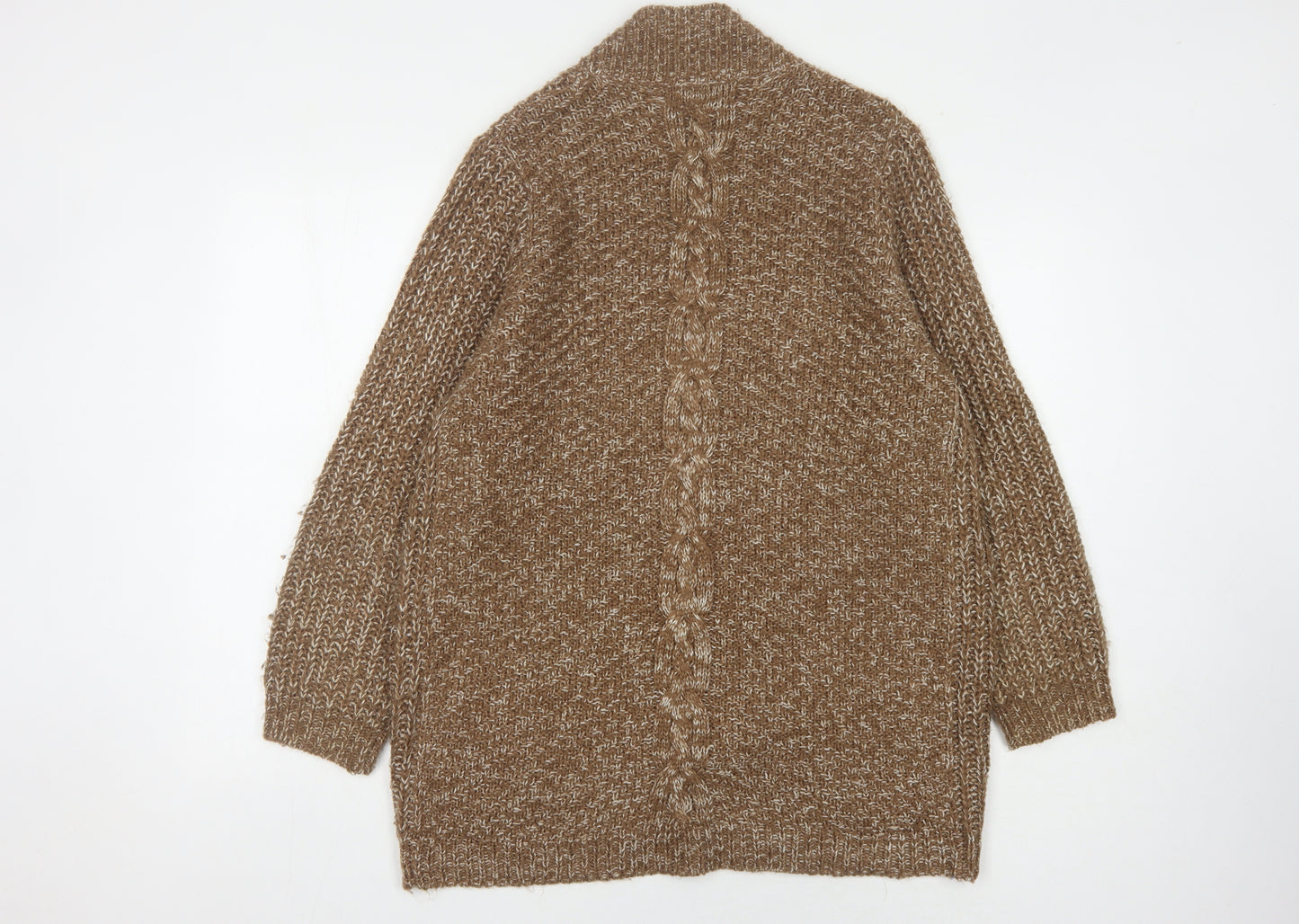 BHS Women's Brown Open Front Cardigan Size 16 Long Sleeve Knit