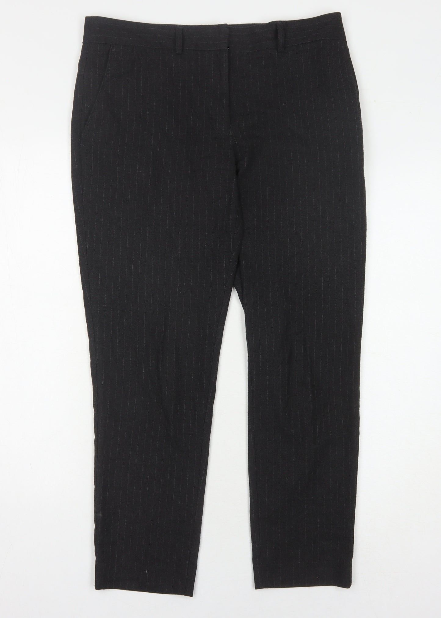 Next Women's Black Striped Trousers Size 10