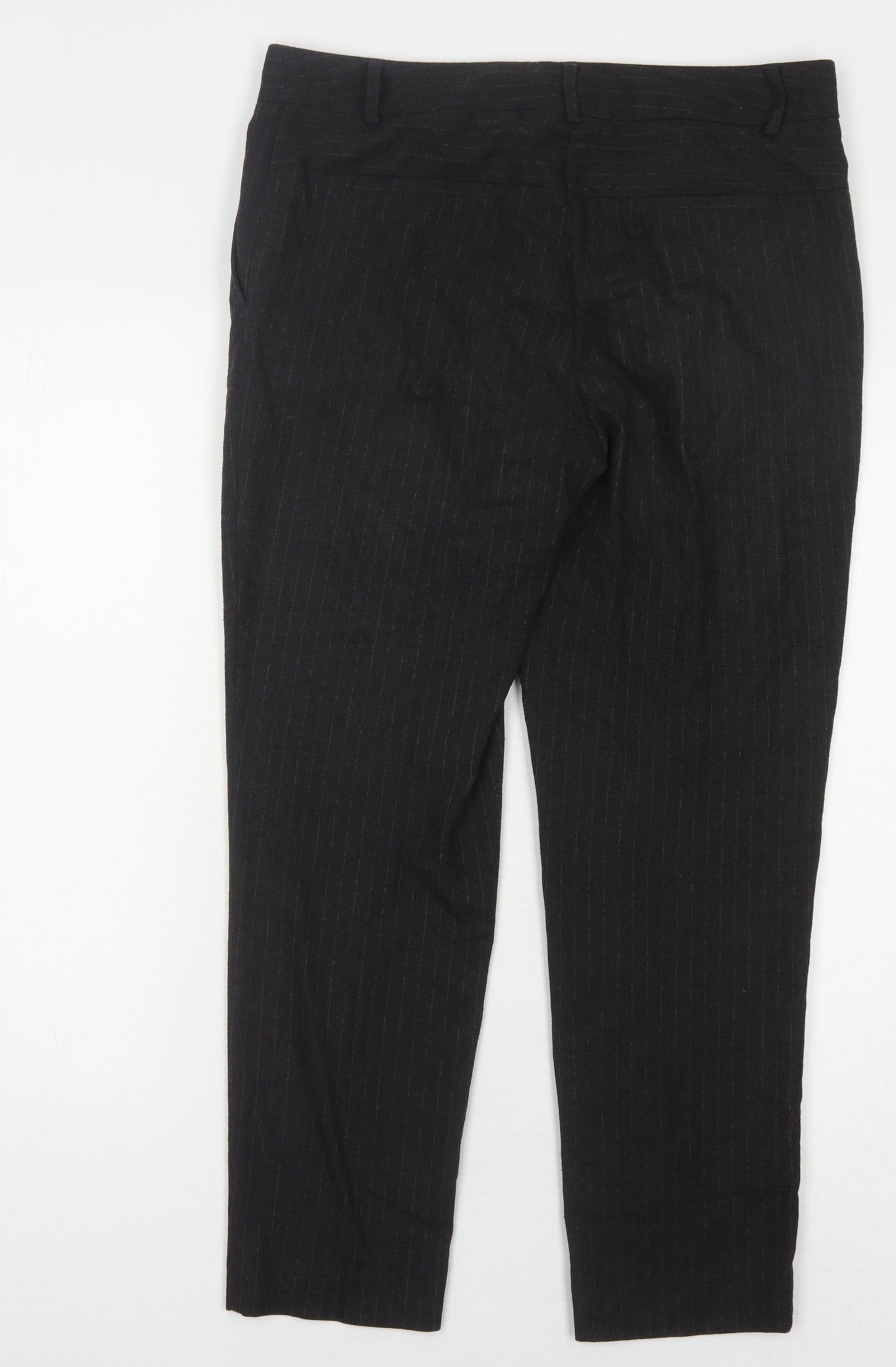 Next Women's Black Striped Trousers Size 10
