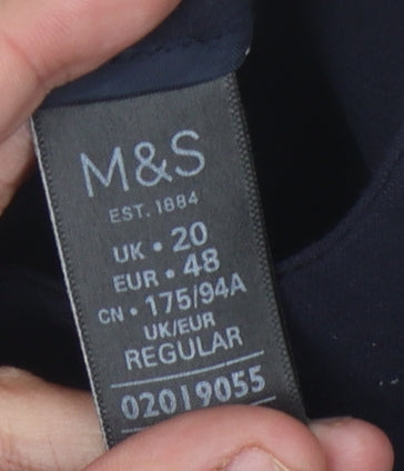 Marks and Spencer Women's Black Zip Trousers, Size 20
