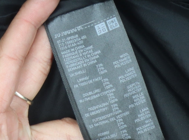 Uniqlo Women's Red Checkered Wool Overcoat Size S