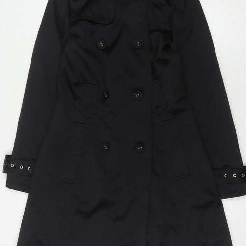 Easy Wear Women's Black Trench Coat Size 10 Mid-Length