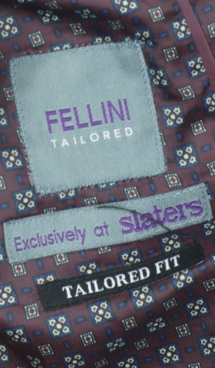 Fellini Men's Grey Check Blazer Size 40S Tailored Fit