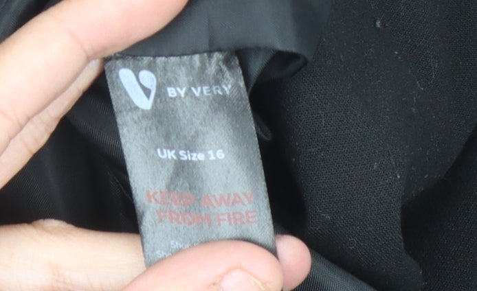 Very Women's Black Double-Breasted Blazer Size 16