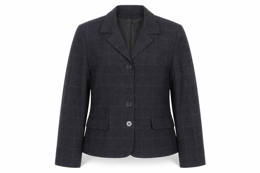 Front view of Report Women's Black Checked Suit Jacket, size 12