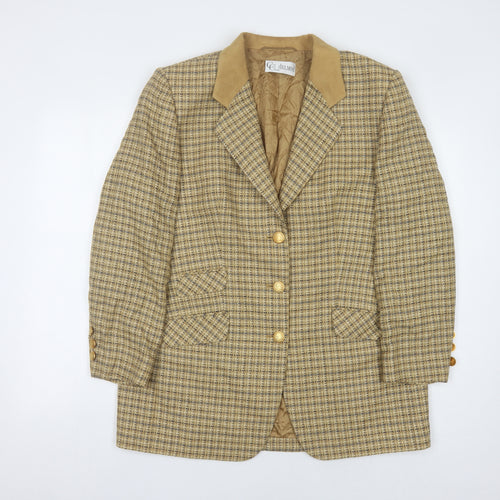 Delmod Women Brown Check Blazer Size 14 Autumn