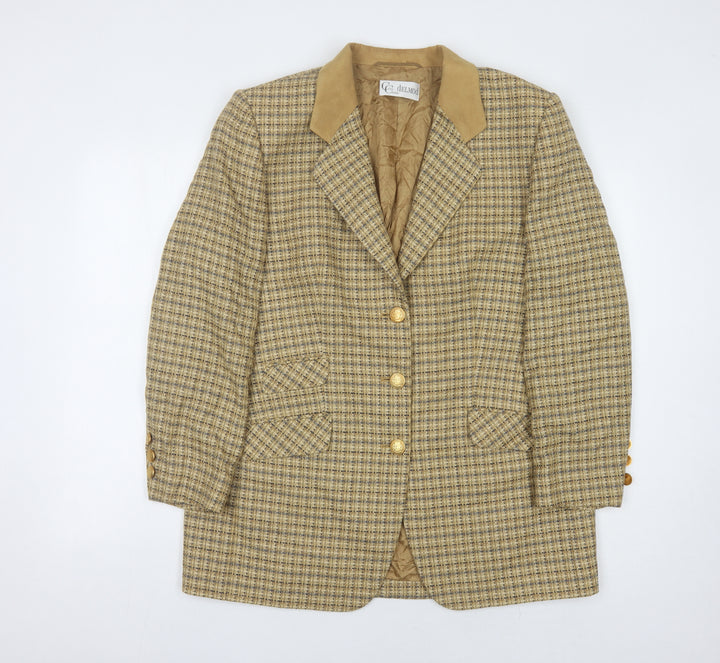 Delmod Women Brown Check Blazer Size 14 Autumn