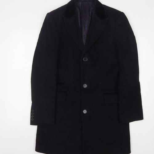 Marks and Spencer Black Wool Overcoat S Unisex