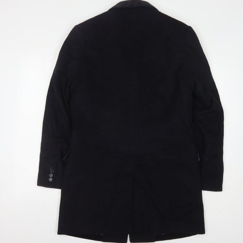 Marks and Spencer Black Wool Overcoat S Unisex