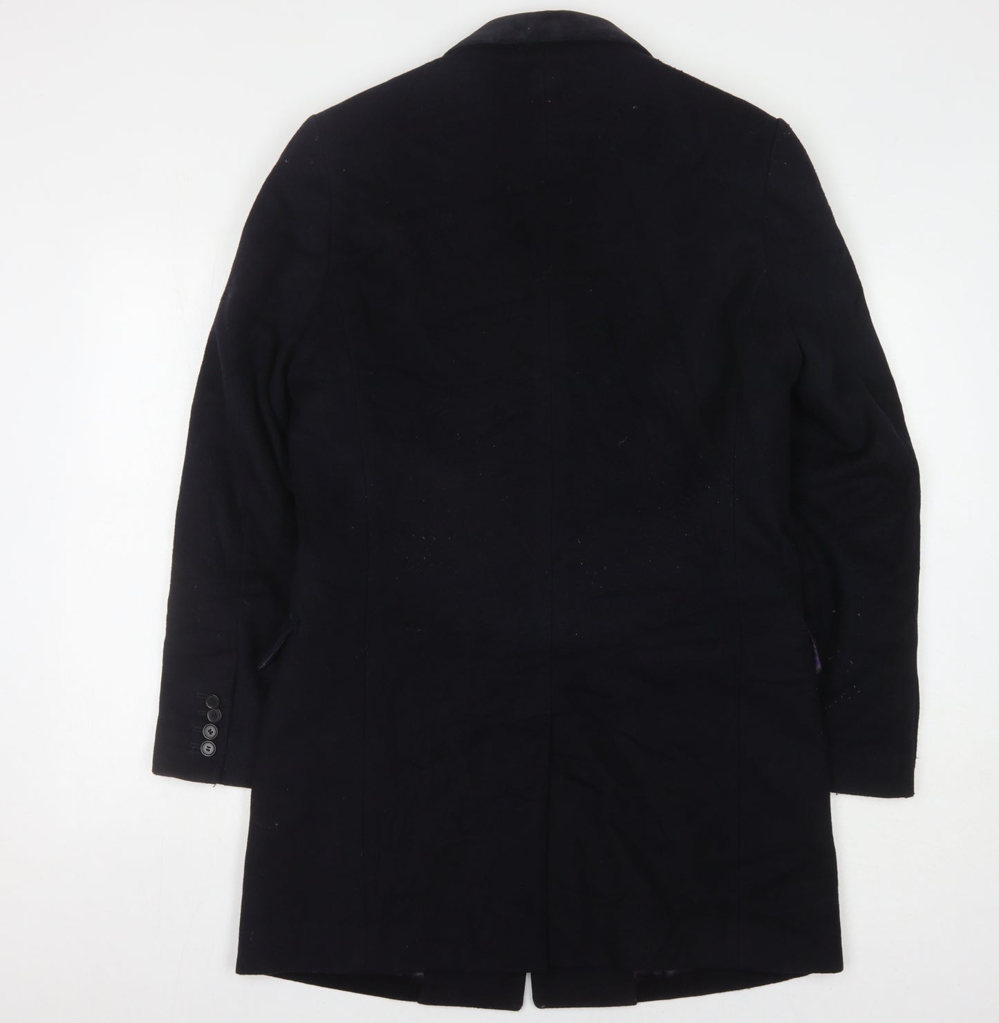 Marks and Spencer Black Wool Overcoat S Unisex