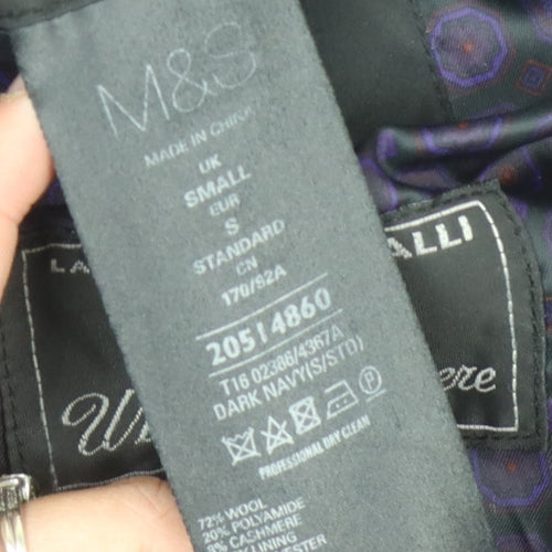 Marks and Spencer Black Wool Overcoat S Unisex