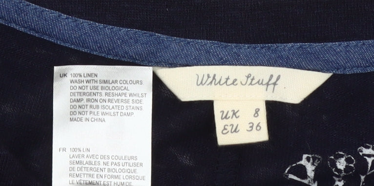 White Stuff Women's Blue Linen Jumper Size 8