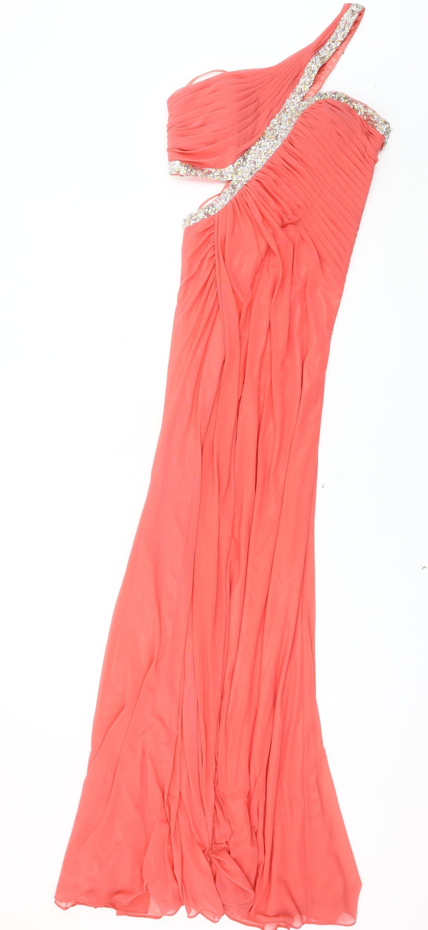 Forever Unique Orange Maxi Dress Women Size 10