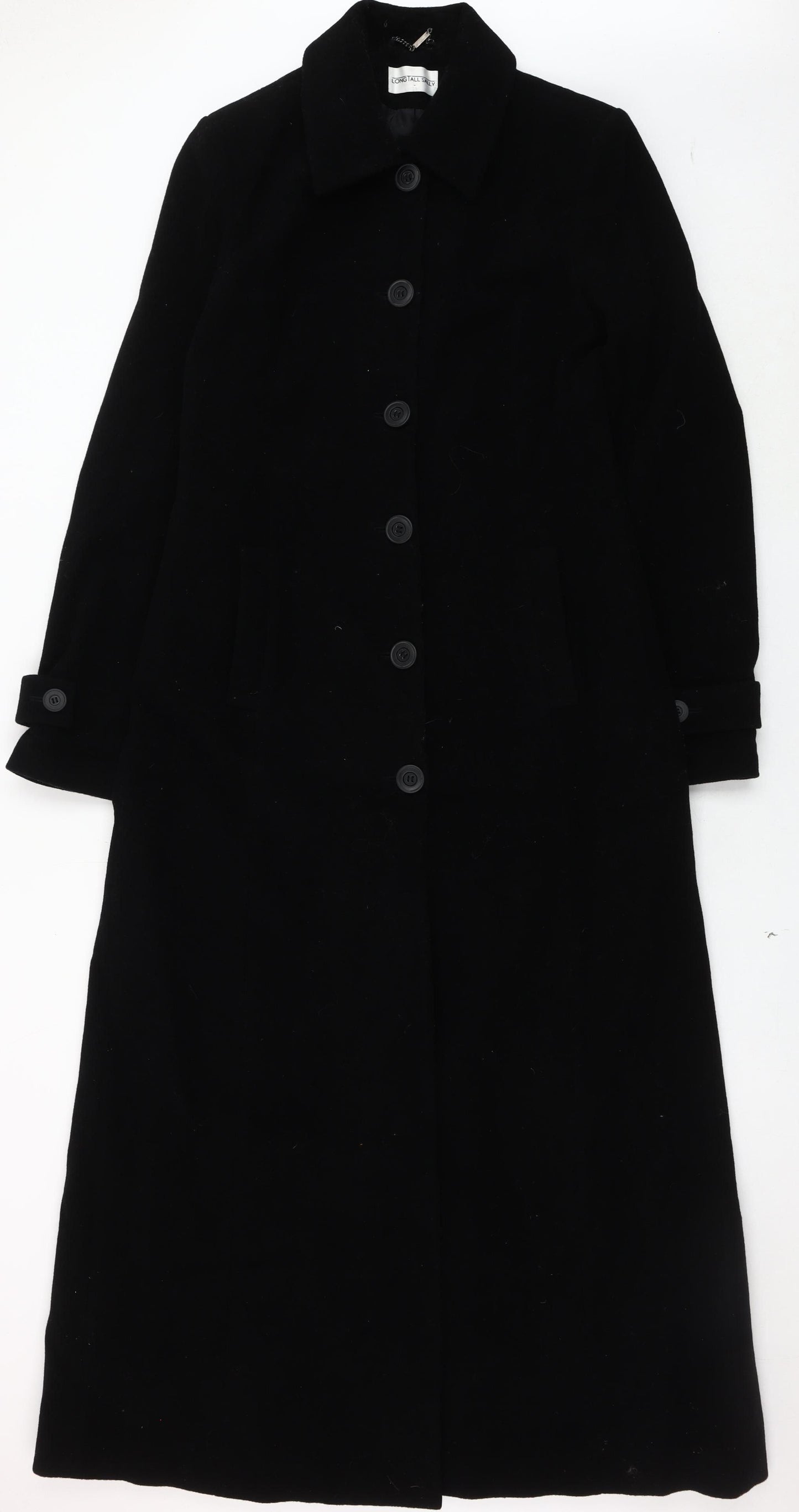Long Tall Sally Women's Black Wool Blend Long Overcoat Size 10