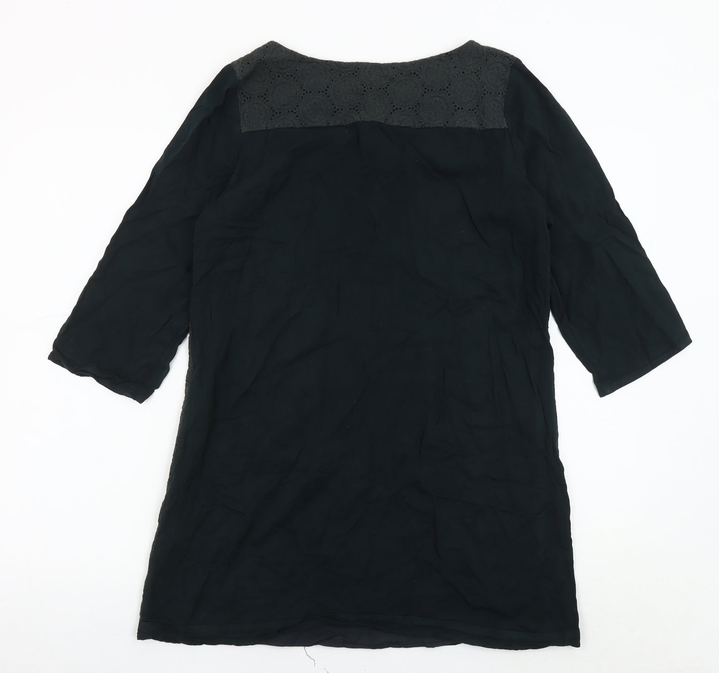 White Stuff Women's Black Crochet Shift Dress, Size 14