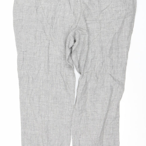 Next Men's Grey Linen Blend Trousers, Regular Fit