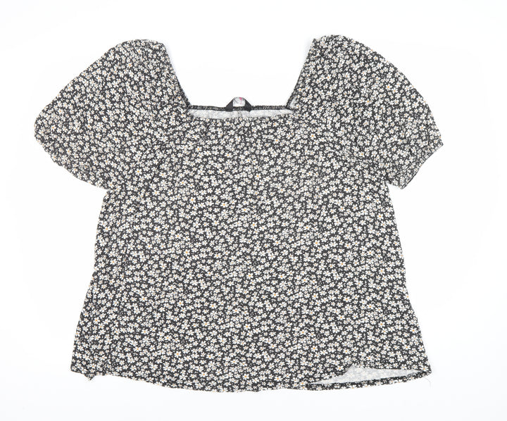 Yours Women's Black Floral Blouse Size 20