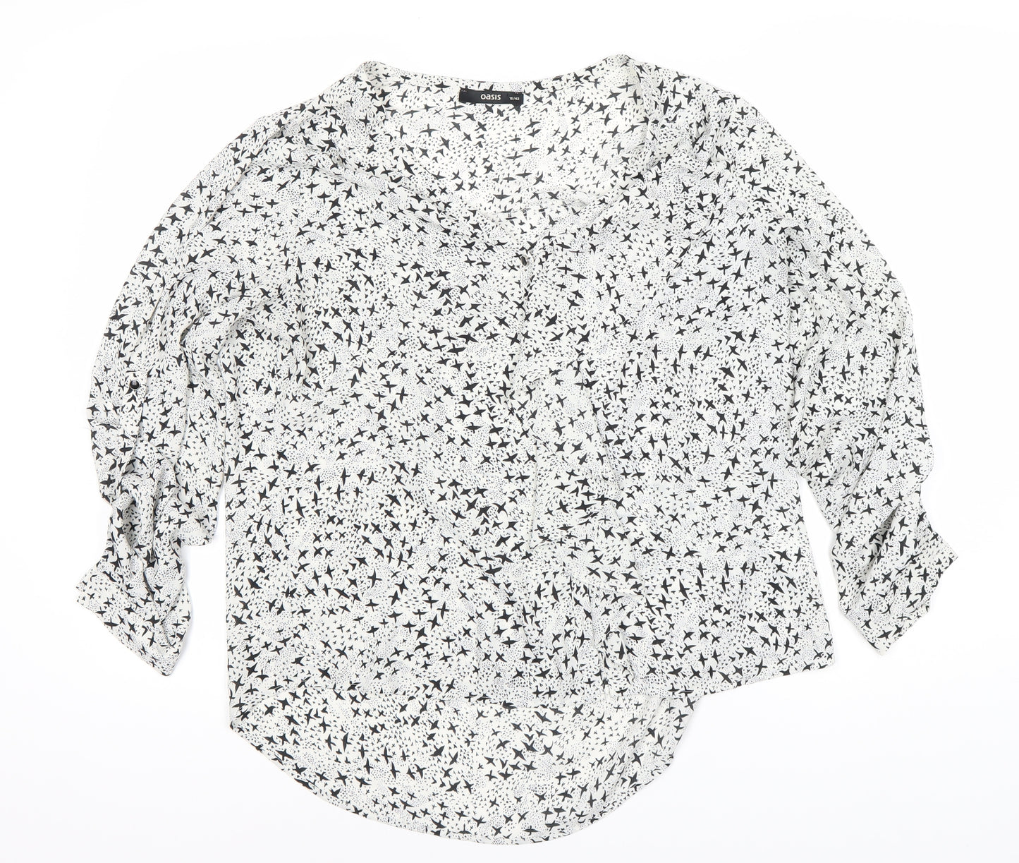 Oasis Women's Black Animal Print Blouse Size 16