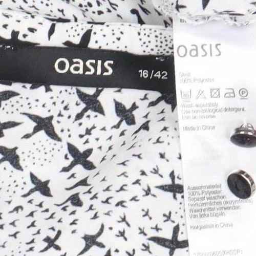 Oasis Women's Black Animal Print Blouse Size 16