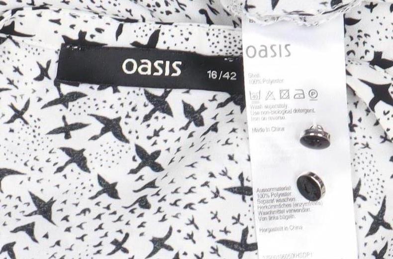 Oasis Women's Black Animal Print Blouse Size 16