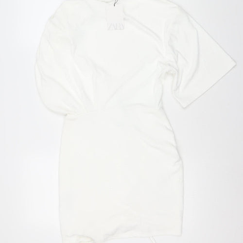Zara Women White Dress Size 8 Polyester