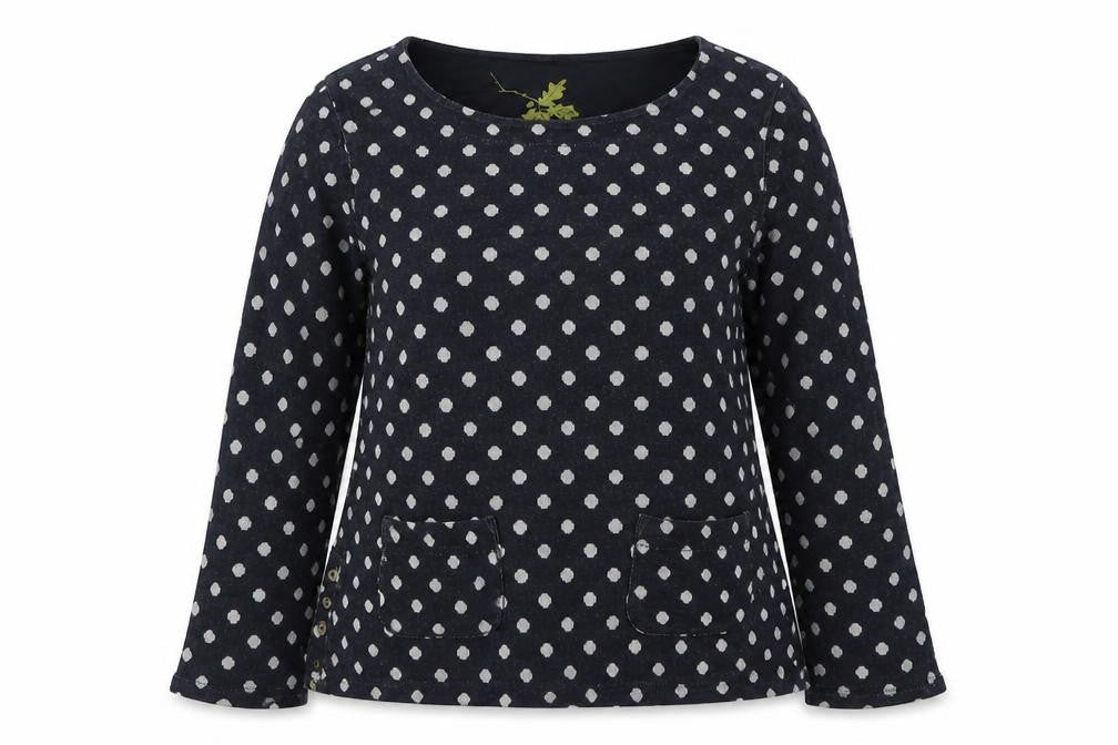 Front view of White Stuff Women's Blue Polka Dot Blouse, size 10