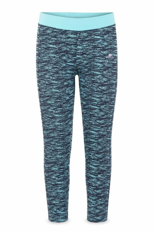 Front view of Decathlon girls’' blue ankle leggings - 9-10 years