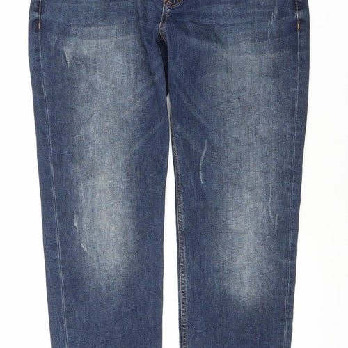 Hotwind Men’s Blue Straight Jeans, Size 34, Distressed Look