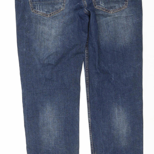 Hotwind Men’s Blue Straight Jeans, Size 34, Distressed Look