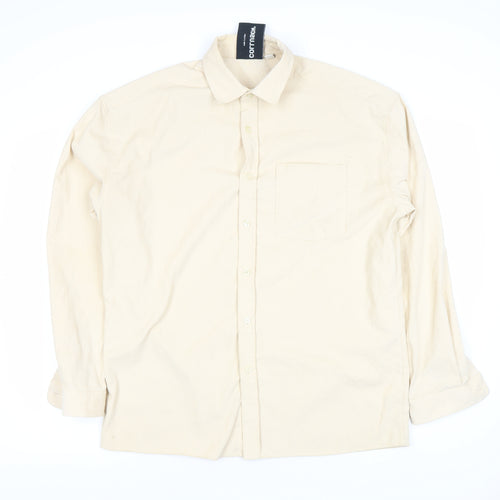 COLLUSION Men's Beige Long Sleeve Button-Up Shirt