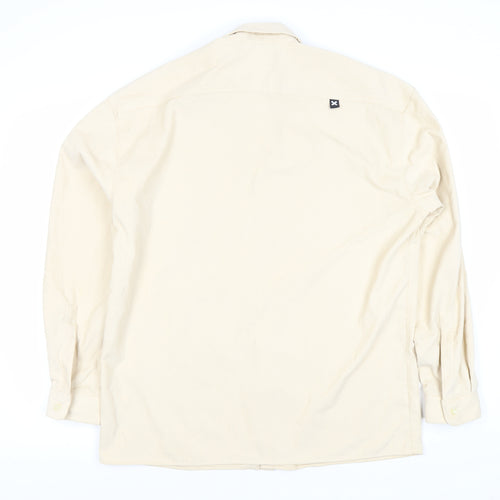 COLLUSION Men's Beige Long Sleeve Button-Up Shirt