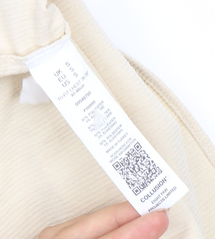 COLLUSION Men's Beige Long Sleeve Button-Up Shirt