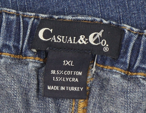 Casual & Co Women's Blue XL Wide-Leg Jeans