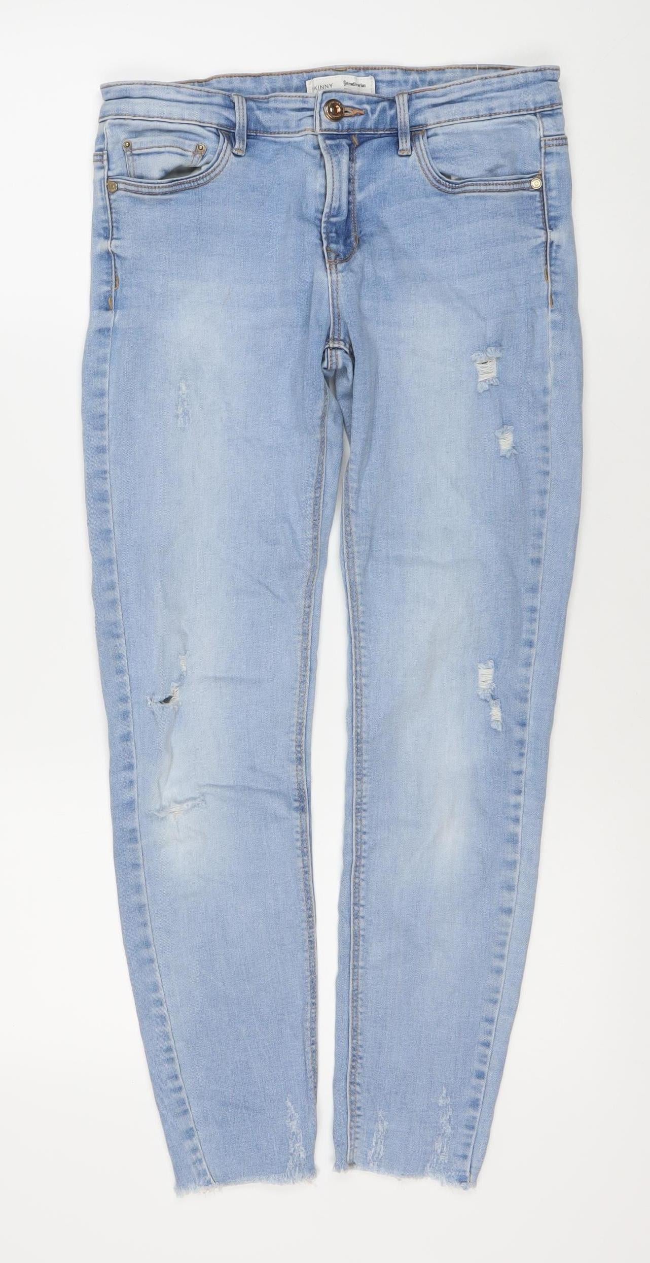 Stradivarius Women's Blue Skinny Jeans - Size 12
