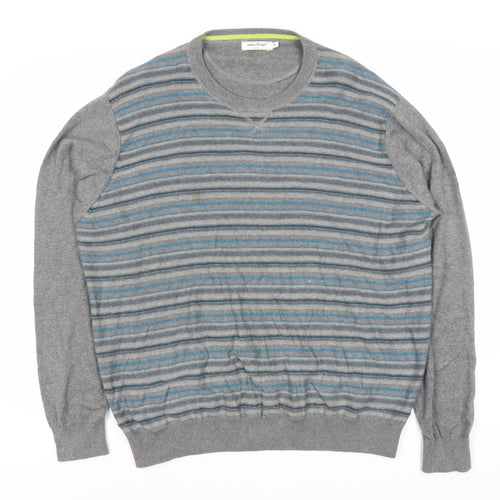 James Pringle Men's Grey Striped XL Pullover Jumper