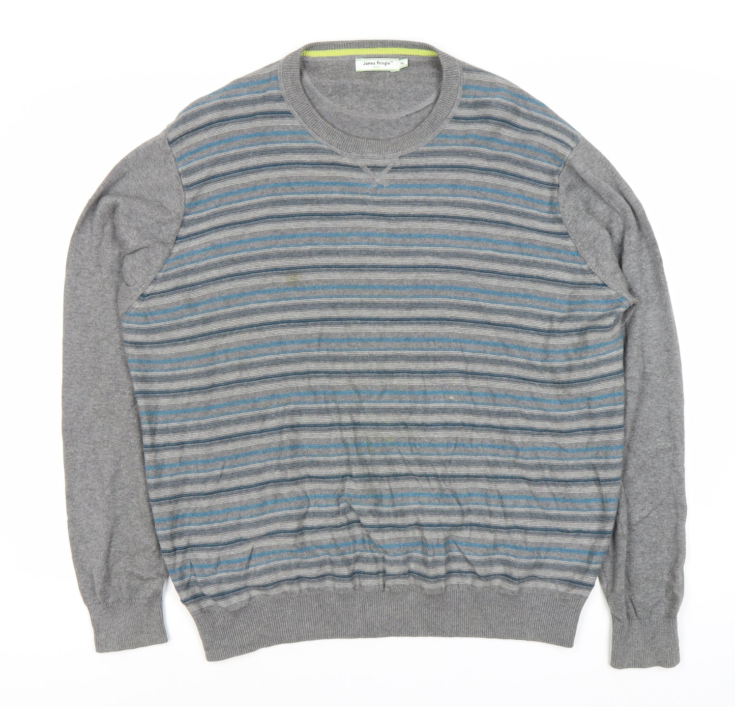 James Pringle Men's Grey Striped XL Pullover Jumper