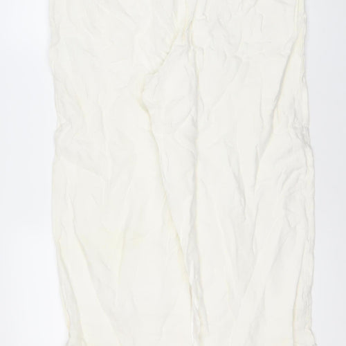 Monsoon Women's White Linen Buttoned Trousers L