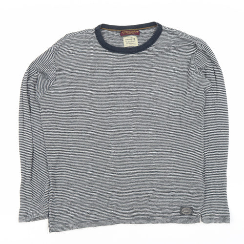 Jack & Jones Men's Blue Striped Pullover Jumper - Small