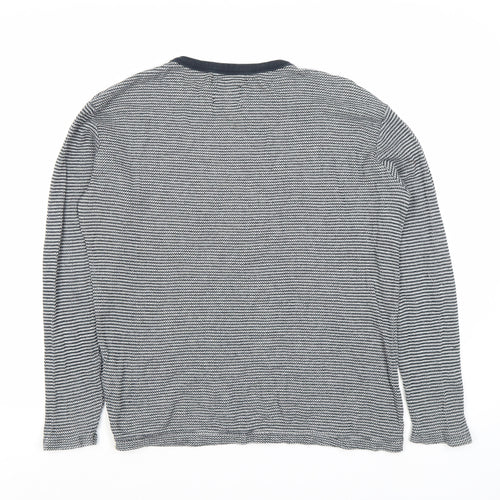 Jack & Jones Men's Blue Striped Pullover Jumper - Small