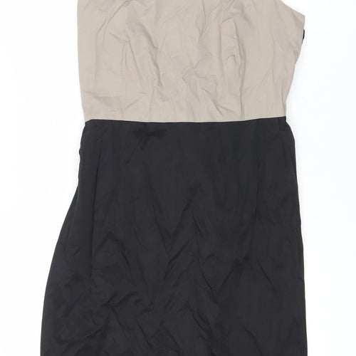 Hobbs Women's Beige Black Sleeveless Bow Dress Size 12