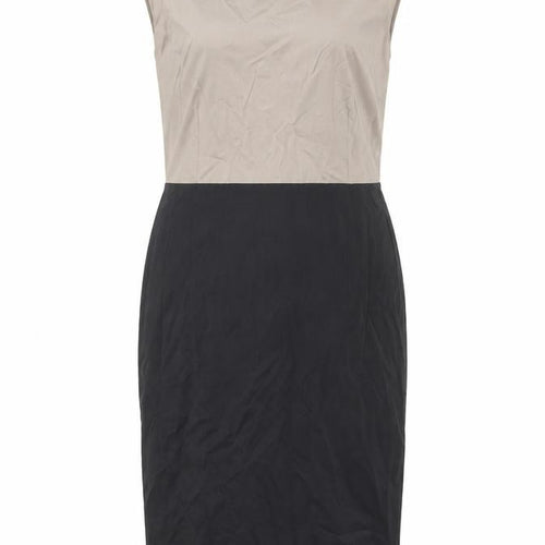 Hobbs Women's Beige Black Sleeveless Bow Dress Size 12