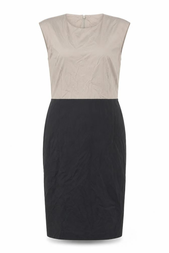 Hobbs Women's Beige Black Sleeveless Bow Dress Size 12