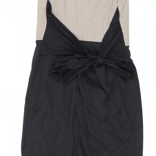 Hobbs Women's Beige Black Sleeveless Bow Dress Size 12