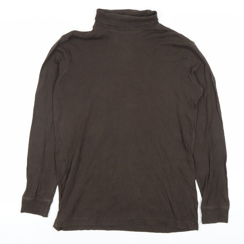 Cotton Traders Men's Brown Long Sleeve Polo Shirt M