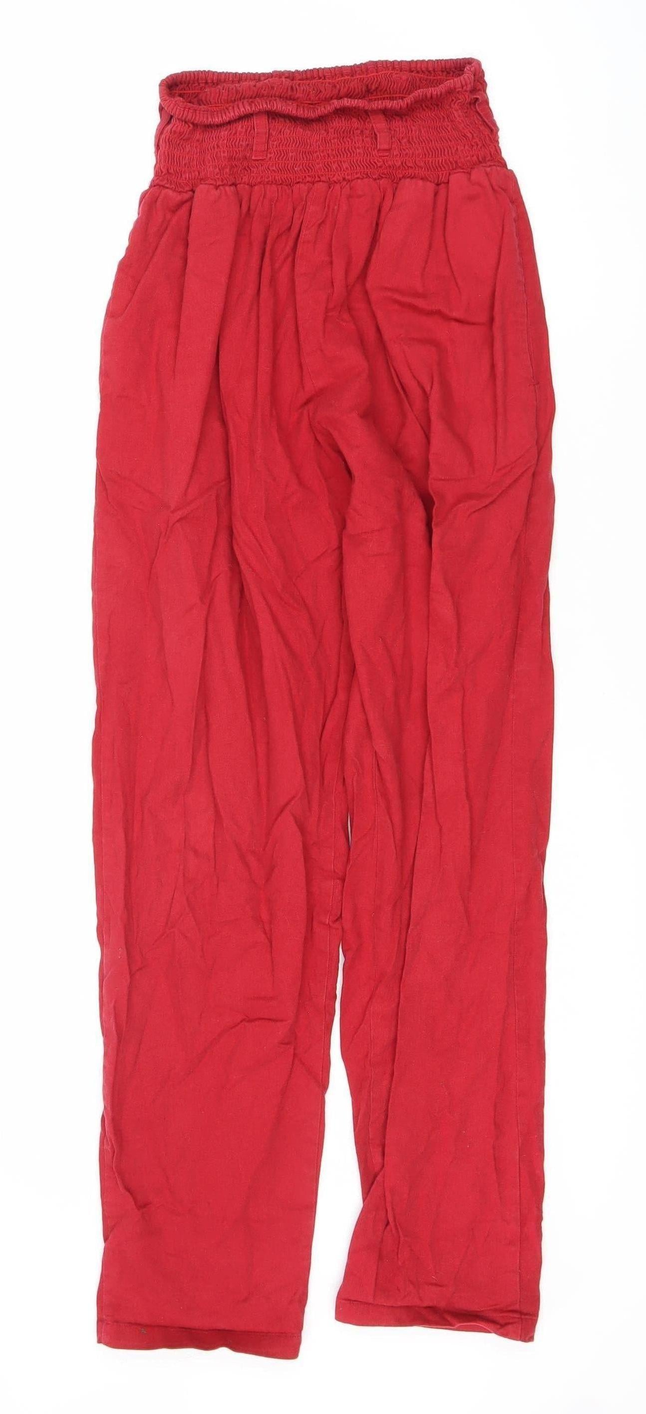 Lucy & Yak Women's Red Handmade Cotton Trousers