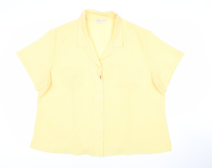 Bonmarche Women's Yellow Button-Up Shirt - Size 14