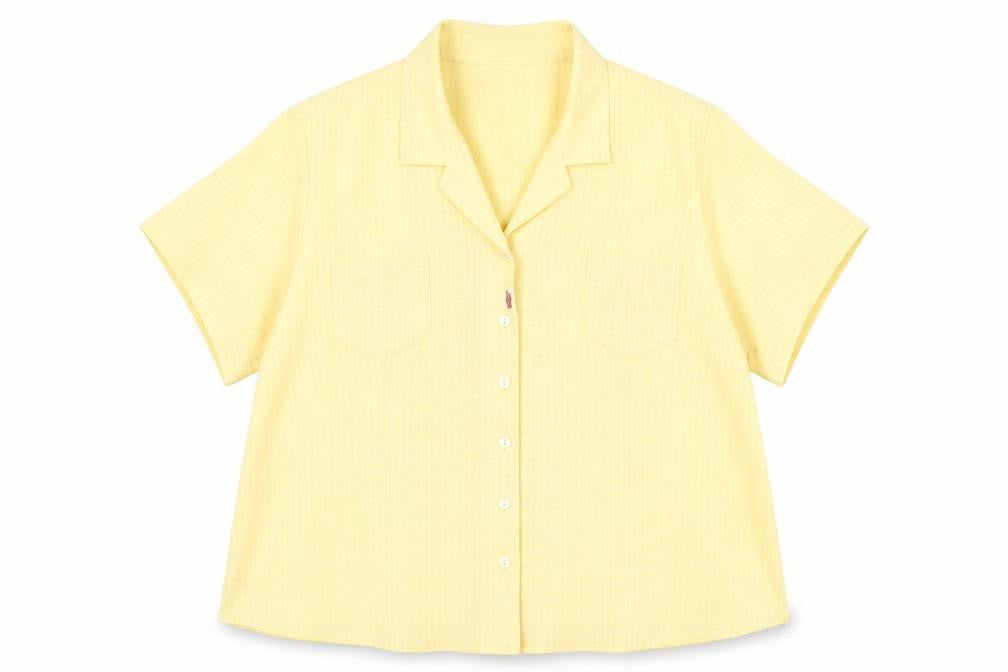 Front view of Bonmarché Women's Yellow Button-Up Shirt -, size 14