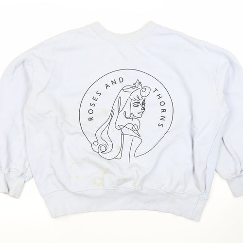 Reserved Women's White Pullover Sweatshirt, S, Cartoon Print