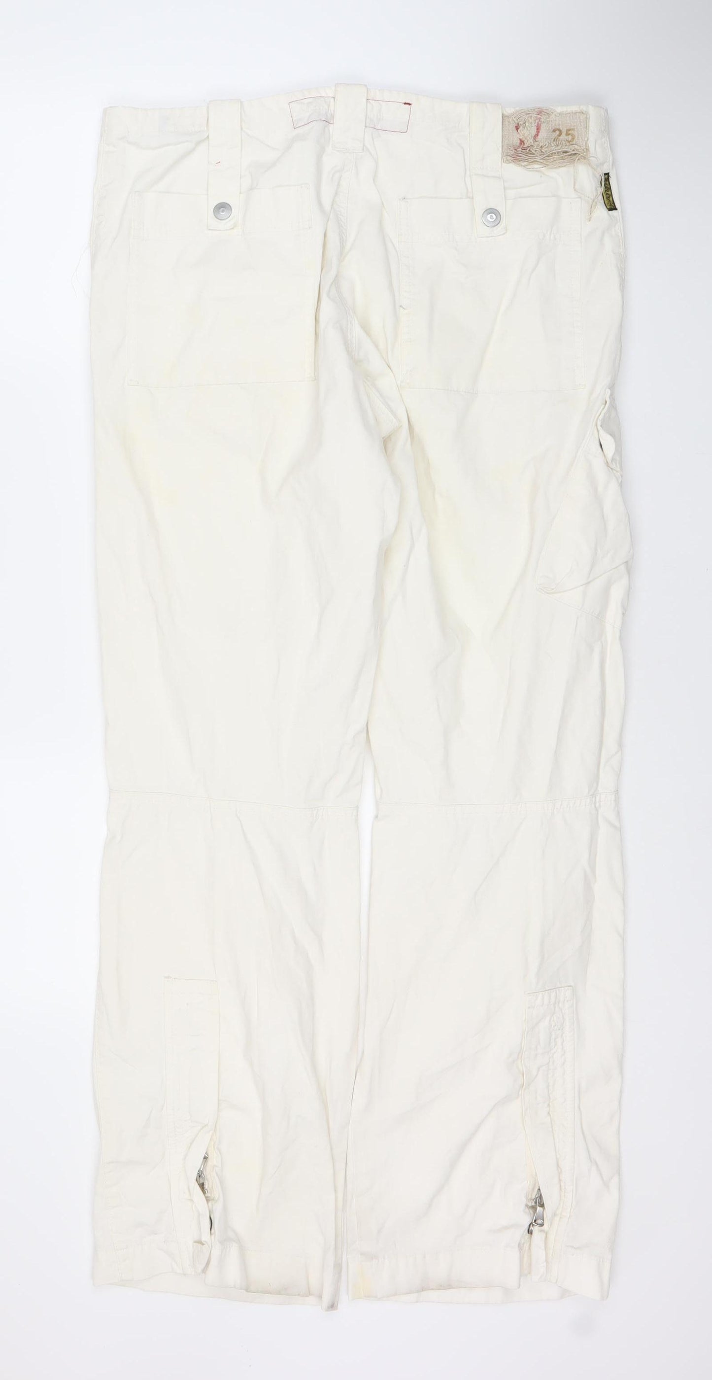 AJ Arma Kani Men's Ivory Slim Cargo Jeans, Size 36